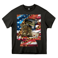 Asphalt usa flag and leopard with boots 12 oz regular can cooler Heavy Core Tee - Artiststas