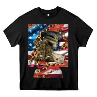 Black usa flag and leopard with boots 12 oz regular can cooler Heavy Core Tee - Artiststas