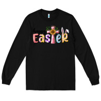 Black Happy Easter With Cross Long Sleeve Tee - RanaPortraitStore