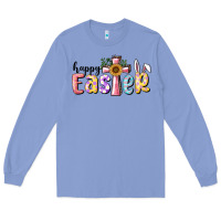 Colony Blue Happy Easter With Cross Long Sleeve Tee - RanaPortraitStore