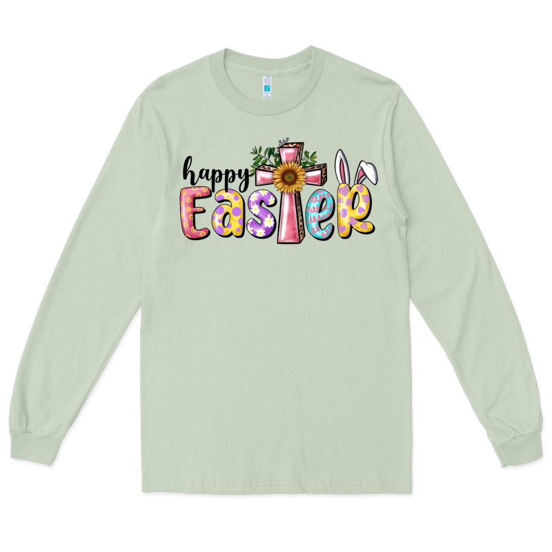 Happy Easter With Cross Long Sleeve Tee by RanaPortraitStore | Teevron