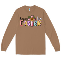 Toasted Coconut Happy Easter With Cross Long Sleeve Tee - RanaPortraitStore