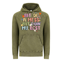 Vintage Olive bit of a mess but doin' my best Vintage Hoodie - MaliasSmallBusiness