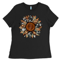 Black cowhide leopard aztec sunflower Ladies Tee - Artiststas