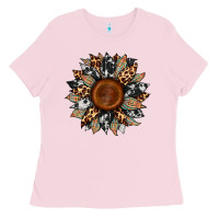 Bubblegum Pink cowhide leopard aztec sunflower Ladies Tee - Artiststas