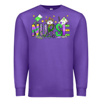 Purple mardi gras nurse Premium Sweatshirt - OliviaCreatesArt