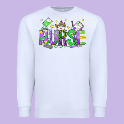 Mardi Gras Nurse Premium Sweatshirt Designed By Oliviacreatesart
