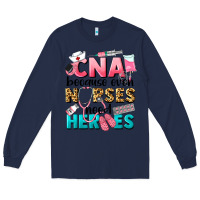 Navy Western CNA Because Nurses Need Heroes Long Sleeve Tee - LillyAllenDesigns