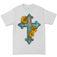 Turquoise Sunflower Cross Premium Tee | Teevron