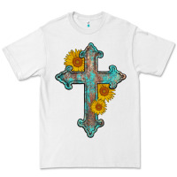 White turquoise sunflower cross Premium Tee - AdoDesignShop