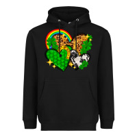 Black St. Patrick's Day hearts with leopard Heavyweight Hoodie - HowdyJamesFarm