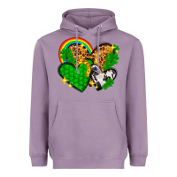Lavender St. Patrick's Day hearts with leopard Heavyweight Hoodie - HowdyJamesFarm