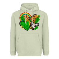 Matcha St. Patrick's Day hearts with leopard Heavyweight Hoodie - HowdyJamesFarm