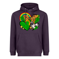 Plum St. Patrick's Day hearts with leopard Heavyweight Hoodie - HowdyJamesFarm