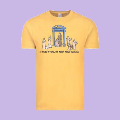 A Thrill Of Hope Nativity Vintage Tee Designed By Maliassmallbusiness