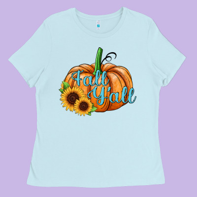 Fall Y'all Pumpkin Ladies Tee Designed By Jahusdesignshop