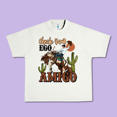 Check Your Ego Amigo Rodeo Cowboy Urban Heavy Tee Designed By Maliassmallbusiness