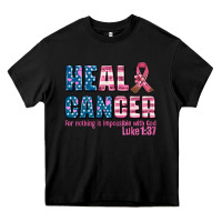 Black heal cancer with cancer ribbon Heavy Core Tee - AdoDesignShop