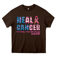 Chocolate Brown heal cancer with cancer ribbon Heavy Core Tee - AdoDesignShop