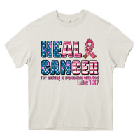Cream heal cancer with cancer ribbon Heavy Core Tee - AdoDesignShop