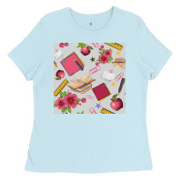 Baby Blue back to school  seamless pattern Ladies Tee - BundleAndBundleShop