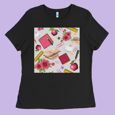 Back To School  Seamless Pattern Ladies Tee Designed By Bundleandbundleshop