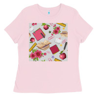 Bubblegum Pink back to school  seamless pattern Ladies Tee - BundleAndBundleShop