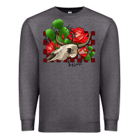 Charcoal Heather bullskull rose and cactus olivia Premium Sweatshirt - OliviaCreatesArt