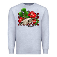 Heather Grey bullskull rose and cactus olivia Premium Sweatshirt - OliviaCreatesArt