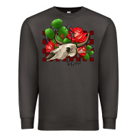 Smoke bullskull rose and cactus olivia Premium Sweatshirt - OliviaCreatesArt