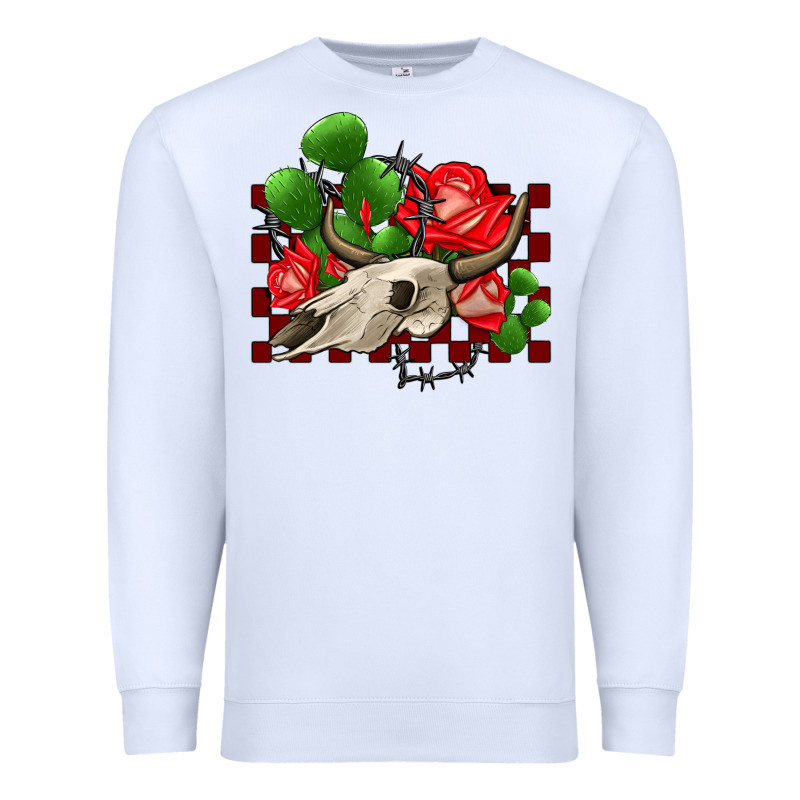 Bullskull Rose And Cactus Olivia Premium Sweatshirt by OliviaCreatesArt | Teevron
