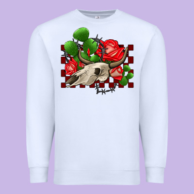 Bullskull Rose And Cactus Olivia Premium Sweatshirt Designed By Oliviacreatesart