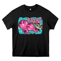 Black fight with boxing gloves and cancer ribbon Heavy Core Tee - AdoDesignShop