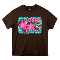 Chocolate Brown fight with boxing gloves and cancer ribbon Heavy Core Tee - AdoDesignShop
