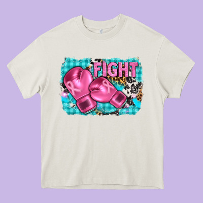 Fight With Boxing Gloves And Cancer Ribbon Heavy Core Tee Designed By Adodesignshop