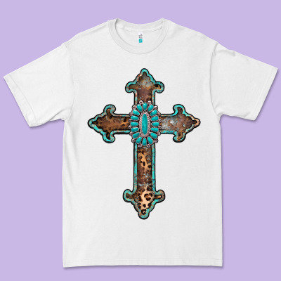 Turquoise Cross Premium Tee Designed By Adodesignshop