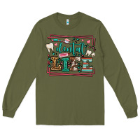 Army Green Dental life leopard frame Long Sleeve Tee - LillyAllenDesigns