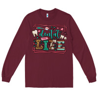 Burgundy Dental life leopard frame Long Sleeve Tee - LillyAllenDesigns