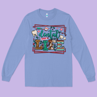 Dental Life Leopard Frame Long Sleeve Tee Designed By Lillyallendesigns