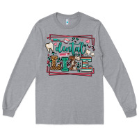 Heather Grey Dental life leopard frame Long Sleeve Tee - LillyAllenDesigns