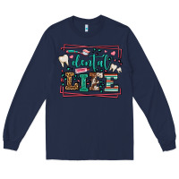 Navy Dental life leopard frame Long Sleeve Tee - LillyAllenDesigns