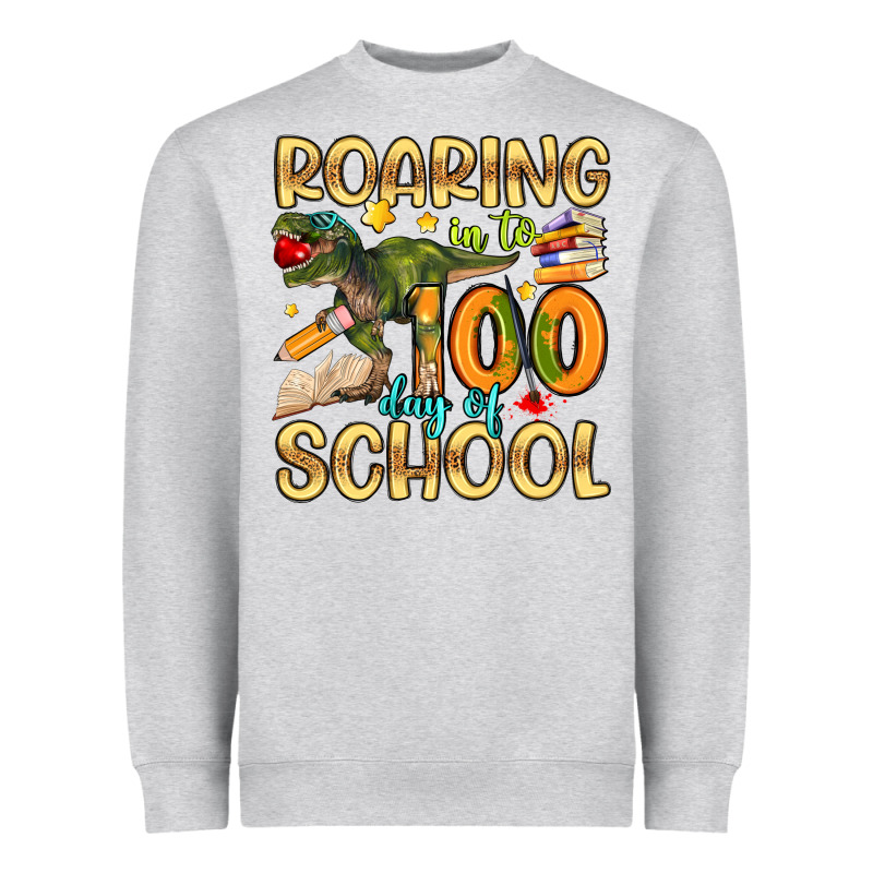 Roaring In To 100 Day Of School Heavyweight Sweatshirt by Artiststas | Teevron
