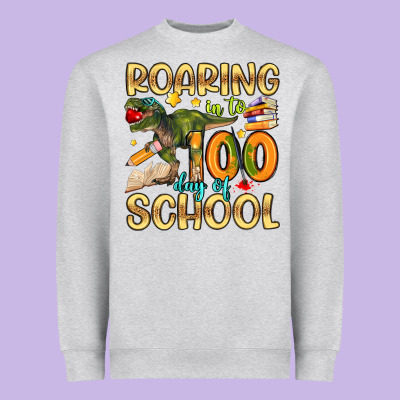 Roaring In To 100 Day Of School Heavyweight Sweatshirt Designed By Artiststas