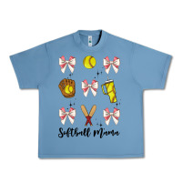 Pebble Blue softball coquette bow Urban Heavy Tee - JahusDesignShop