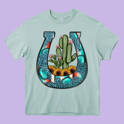Cactus Horseshoe Heavy Core Tee Designed By Jahusdesignshop