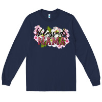 Navy Blessed Mama Long Sleeve Tee - LillyAllenDesigns