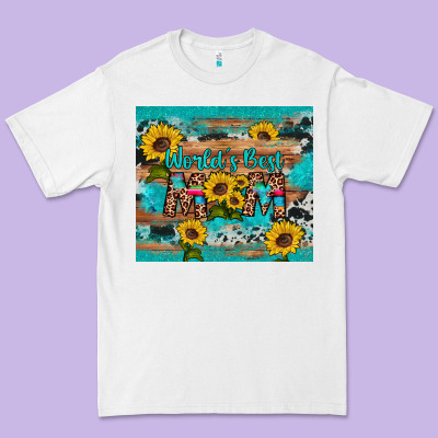 World's Best Mom Sunflower Leopard Cowhide Premium Tee Designed By Artiststas