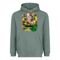 Sage St. Patrick's Day farm animals on truck Heavyweight Hoodie - HowdyJamesFarm