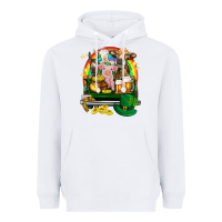 White St. Patrick's Day farm animals on truck Heavyweight Hoodie - HowdyJamesFarm