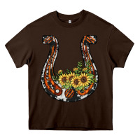 Chocolate Brown horseshoe sunflower Heavy Core Tee - JahusDesignShop
